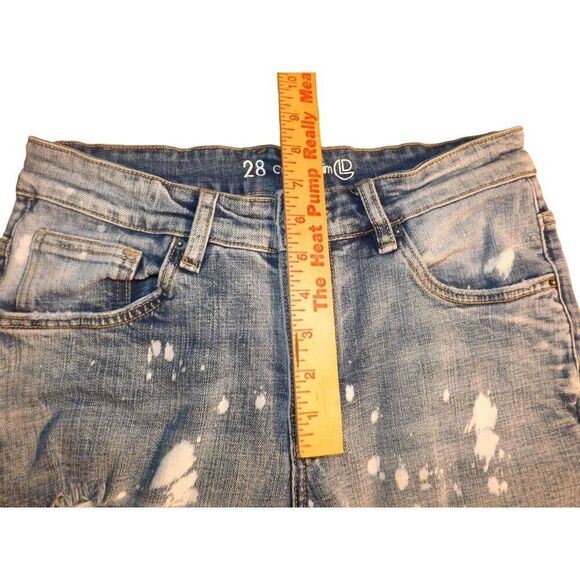 Crysp Denim Jeans Men Sz 28 Blue Distressed Frayed Straight Leg Workwear - Picture 4 of 8